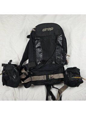 Drop Glide Accsys Black Hiking Backpack With Waist Pouches Adjustable Straps